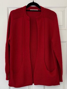 Simply Natural Peruvian Alpaca Blend Open Front Cardigan with J Pockets